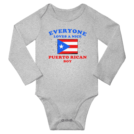 

Everyone Loves a Nice Puerto Rican Boy Baby Long Slevve Rompers Bodysuit (Gray 18-24 Months)