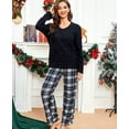 thumbnail image 3 of U2SKIIN Women Fleece Pajama Pants, Comfy Plaid PJ Bottoms For Women with Pockets Soft Warm（Black-White Plaid, Medium）, 3 of 6