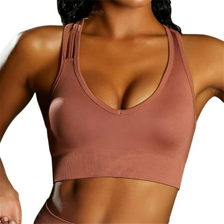 

Sports Bra for Women Padded Medium Support Criss Cross Strappy Bras Seamless High Impact Yoga Exercise Athletic Bras
