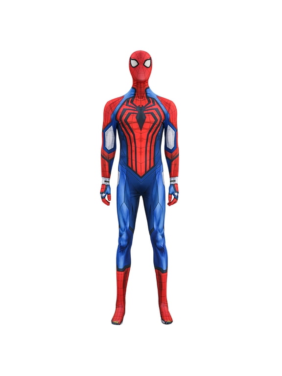 Red Blue Spider Hero Bodysuit Stretch Printed Cosplay Full Body Outfits Costumes for Adults Halloween Masquerade