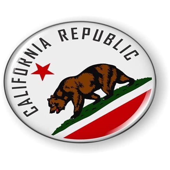 BestLicensePlateFrames California State Flag 3D Domed CAR Emblem Badge Sticker Flexible Round