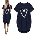 thumbnail image 5 of JINMGG Dresses under $10.00 Women's Casual Loose Love Print Dress Short Sleeve V-Neck Dress Navy XL, 5 of 5