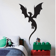 thumbnail image 2 of Home Art Black Dragon Silhouette DÃ©cor Art Sticker 20" x 34" Flying Serpentine Reptile Monster Design Removable Vinyl Wall Decal - Kids Bedroom Easy To Peel Legendary Creature Wall Art Decoration, 2 of 4