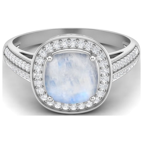 1.5 Cts Cushion Moonstone 925 Sterling Silver Solitaire Engagement Women Mother's Day Gift Ring