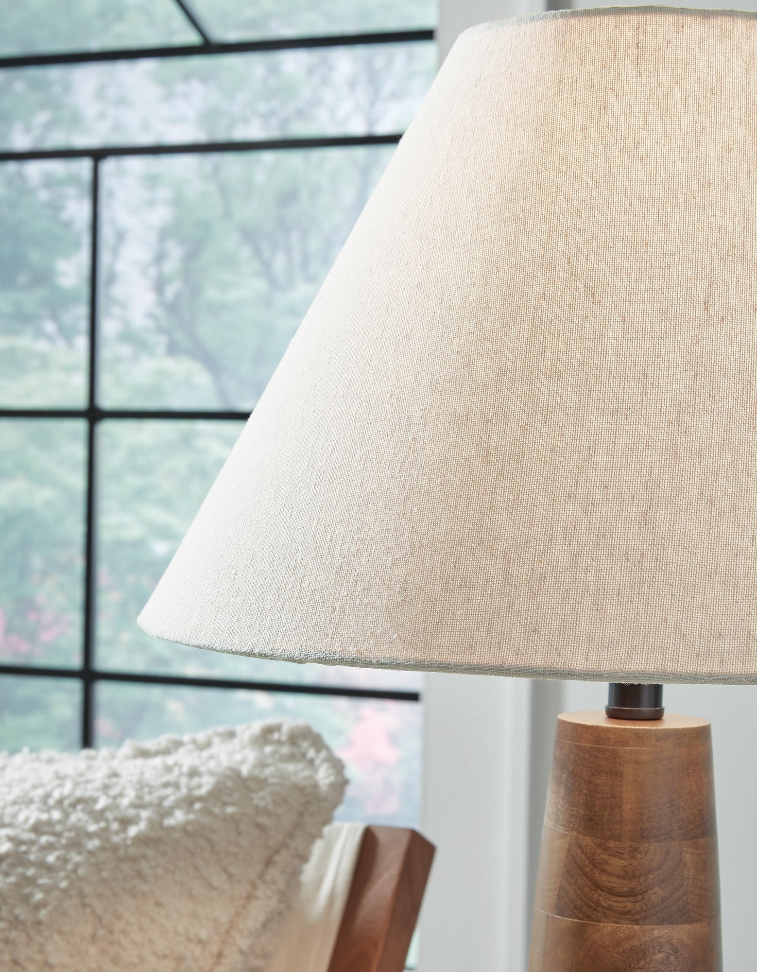 Signature Design by Ashley Danset Natural Wood Table Lamp with Fabric Shade - Honey Brown