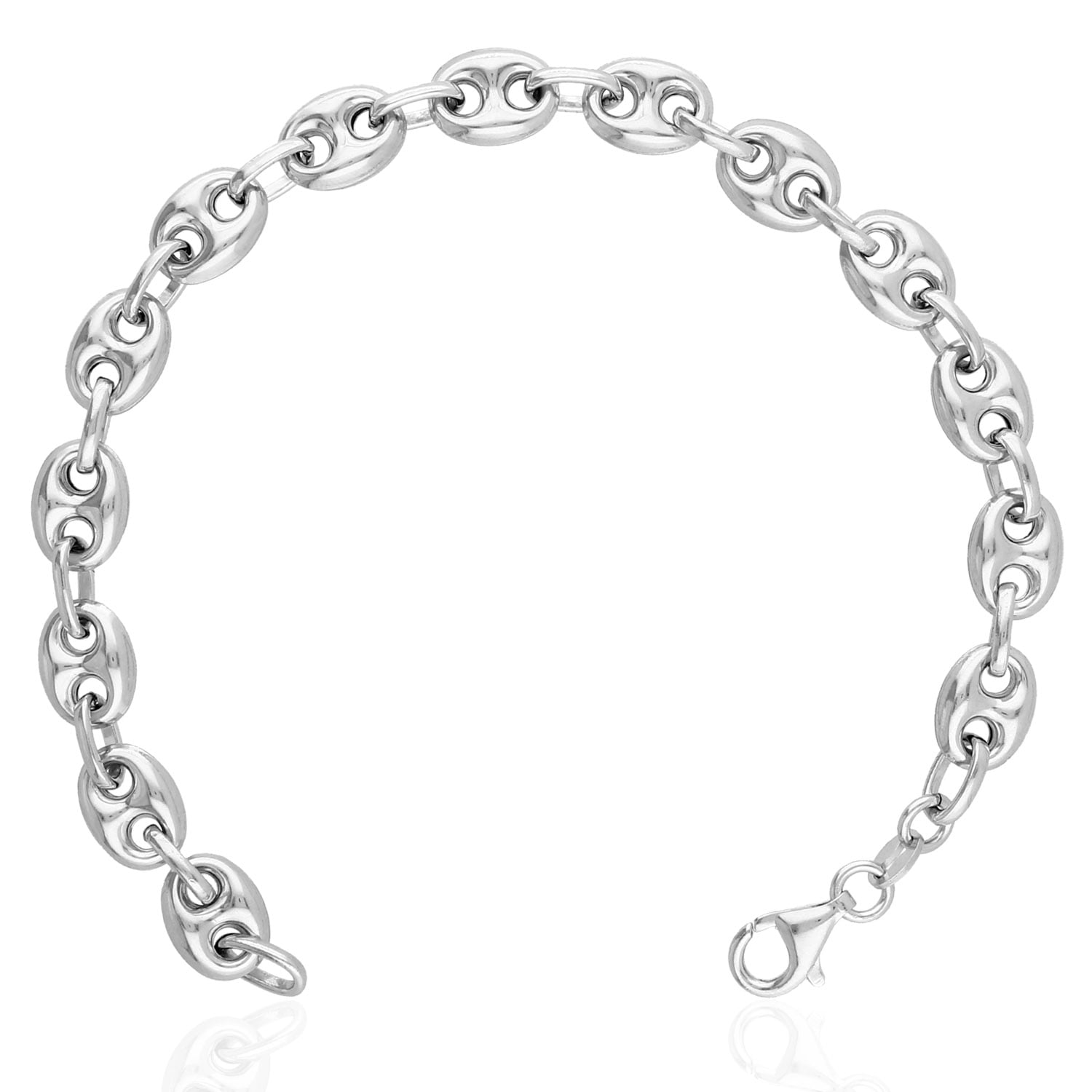 Italy 925 Sterling Silver Puffed Anchor Mariner Fancy Link Chain ...