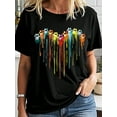 thumbnail image 1 of Printed Round Neck Short Sleeve T-Shirt Suitable For Valentine's Day Casual Wear Graphic Tees Women Tops Tee For Adult, Men, Women, Teen, Teenager, Adolescent, Youth, 1 of 5