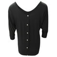 thumbnail image 5 of JINMGG Fall Shirts Plus Size Women Women's Summer Fashion V-neck Bat 3/4 Sleeve Solid Color Tops Black S, 5 of 7