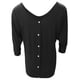 thumbnail image 5 of Tops de color sólido de manga 3/4 de murciélago con cuello en V de moda de verano para mujer Fridja  hj412, 5 of 7