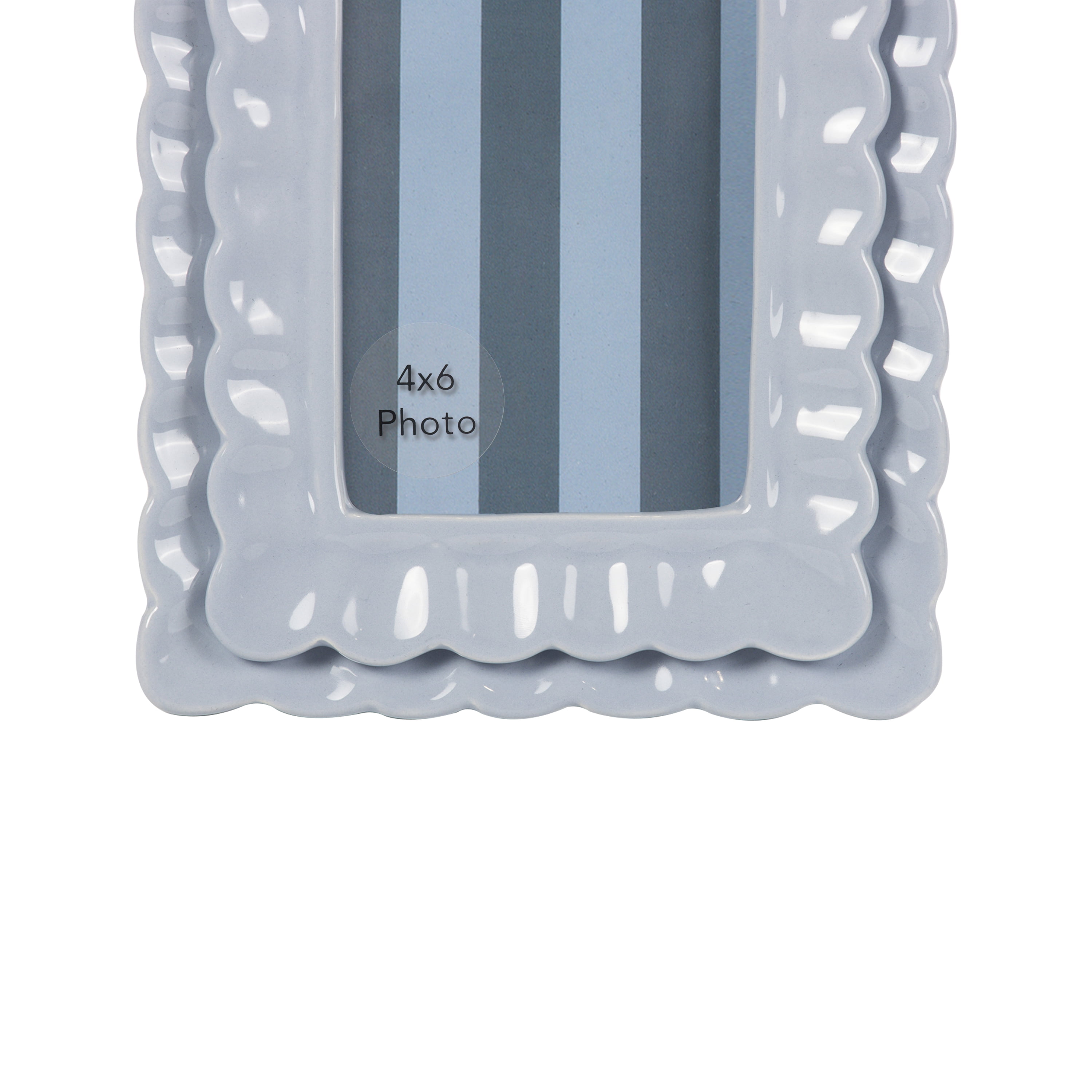 Sterling & Noble Home – 4x6 Picture Frame – Double Ruffle Light Blue Ceramic Photo Frame