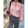 thumbnail image 3 of Casual Women Long Sleeve Sweater Fall Ribbed Knit Pullover Loose Crewneck Cable Sweater Jumper Tops Light Pink S, 3 of 5