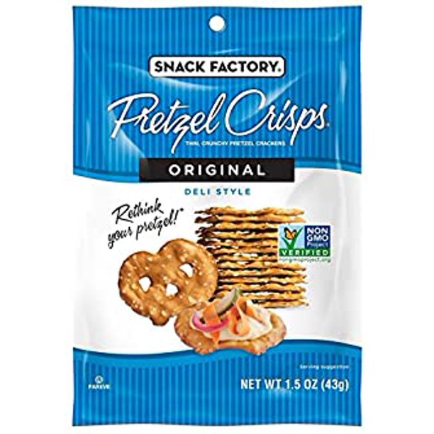Snack Factory Pretzel Crisps Original Flavor, 1.5 Oz Snack Packs, 24 Ct