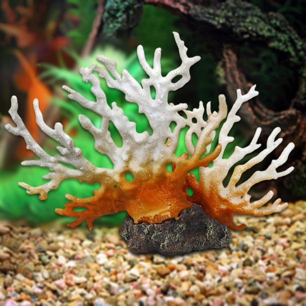Acuario Decoraciones Accesorios Plantas Cueva Peces Casa - Pecera Decoración Árbol Peces Escondites, Plantas artificiales Adornos de resina blanco Macarena Acuario de coral decorativo