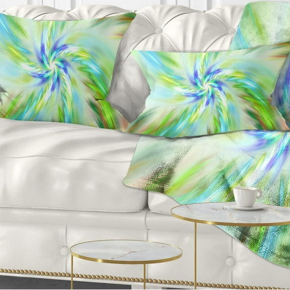 Designart Dance of Bright Spiral Green Flower - Floral Throw Pillow - 12x20