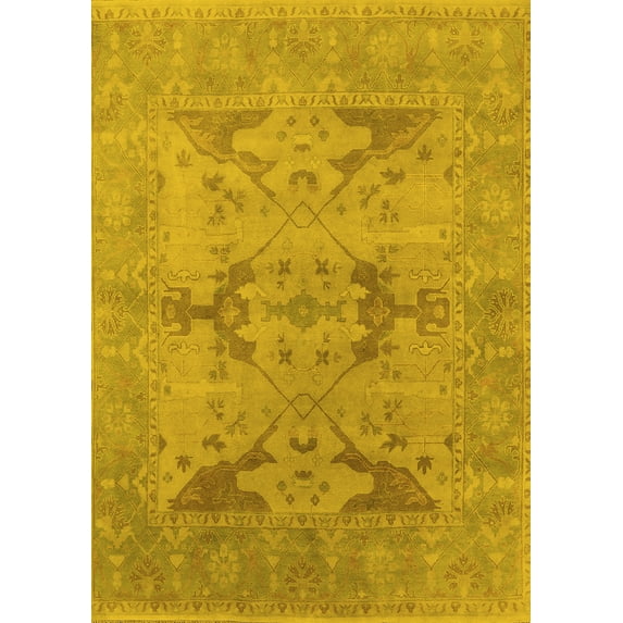 Ahgly Company Indoor Rectangle Oriental Yellow Industrial Area Rugs, 8' x 12'