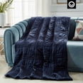 thumbnail image 3 of Cozy Tyme Chike Weighted Blanket - 20 Pound Quilted Cover 72"x 80" Navy, 3 of 10