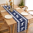 thumbnail image 3 of Christmas Elk Table Runner 72 Inches Long Farmhouse Dress Scarves, Xmas Snowflakes Vintage Navy Blue Geometric Art Dining Tablerunner for Coffee Table/Kitchen Island/Party Décor, 13" x 72", 3 of 8