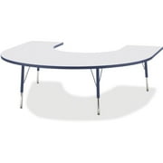 Jonti-Craft Berries Elementary Height Prism Edge Horseshoe Table - Laminated Horseshoe-shaped, Navy Top - Four Leg Base - 4 Legs - Adjustable Height - 15" to 24" Adjustment - 66" Table Top Length...