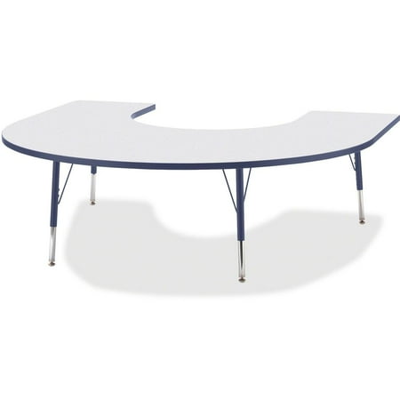 Jonti-Craft Berries Elementary Height Prism Edge Horseshoe Table - Laminated Horseshoe-shaped, Navy Top - Four Leg Base - 4 Legs - Adjustable Height - 15" to 24" Adjustment - 66" Table Top Length...