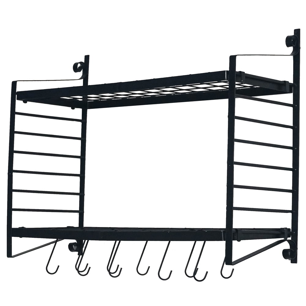 Kepooman 2-Tiered Wall Mounted Pot Rack, Kitchen Cookware Storage Organizer