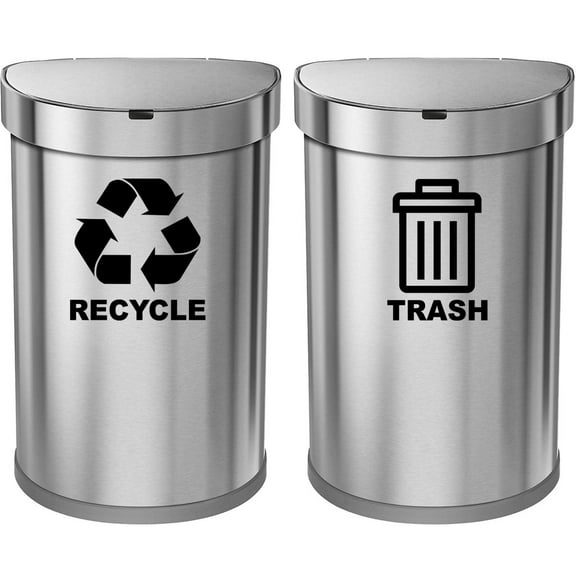 VWAQ Recycling and Trash Vinyl Decals, Set of 2 Stickers for Trash Can Bin - TC3