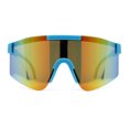 thumbnail image 4 of Boys Kids Rimless Color Mirror Neon Wrap Curved Sport Sunglasses Blue - Orange Mirror, 4 of 4