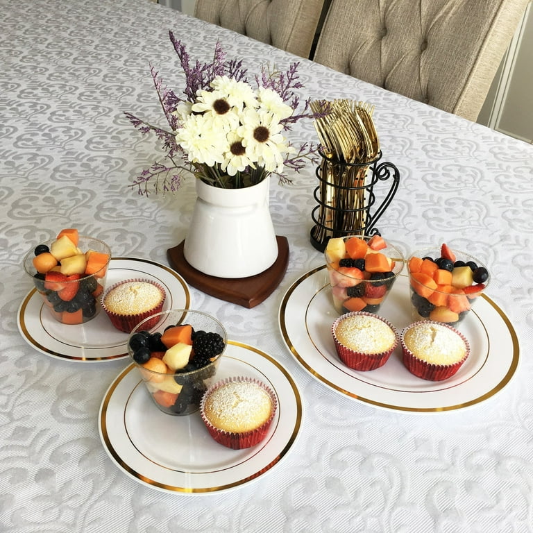 Plastic Cups - Clear Gold Glitter Round Tumblers