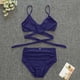 thumbnail image 3 of Augper Women Two Piece Vintage Swimsuit Wrap Cutout Bikini Sets Swimwear Push Up High Waist Bikini With Bottom, 3 of 6