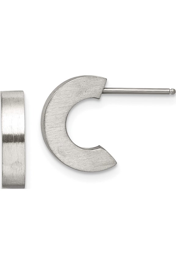 Stainless Steel Brushed J Hoop Post Earrings Made In China sre393