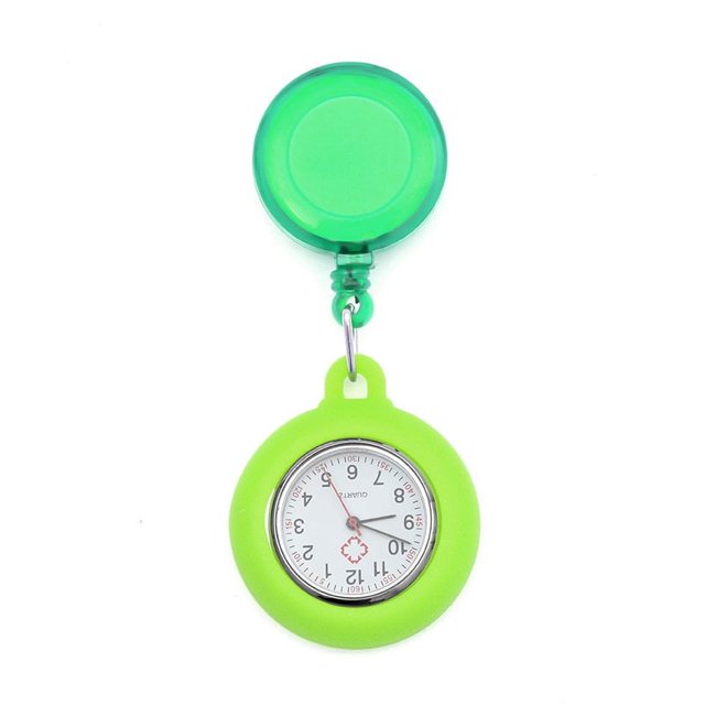 Reloj portátil con botón de fácil extracción, reloj colgante, esfera redonda, puntero luminoso, reloj retráctil para el pecho, reloj de bolsillo para hombres y mujeres