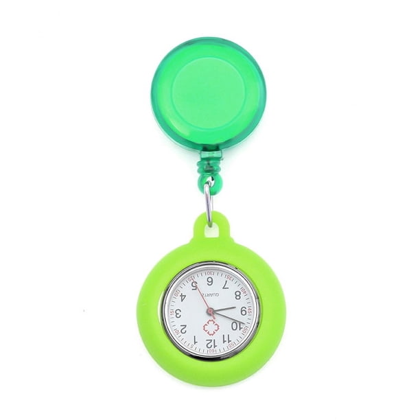 Reloj portátil con botón de fácil extracción, reloj colgante, esfera redonda, puntero luminoso, reloj retráctil para el pecho, reloj de bolsillo para hombres y mujeres