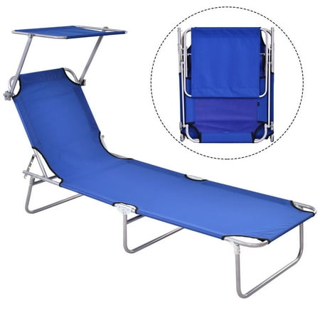Gymax Foldable Sun Lounge Bed Chair Beach Recliner Seat Back Blue Gymax Foldable Sun Lounge Bed Chair Beach Recliner Seat Back Blue