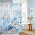 thumbnail image 4 of Shower Curtains for Bathroom, Blue Coastal Waterproof Fabric Shower Curtain, Starfish Coral Summer Beach Nautical Decorative Bathroom Curtain for Bathtub, 72"x72", No Hooks Included, 4 of 9