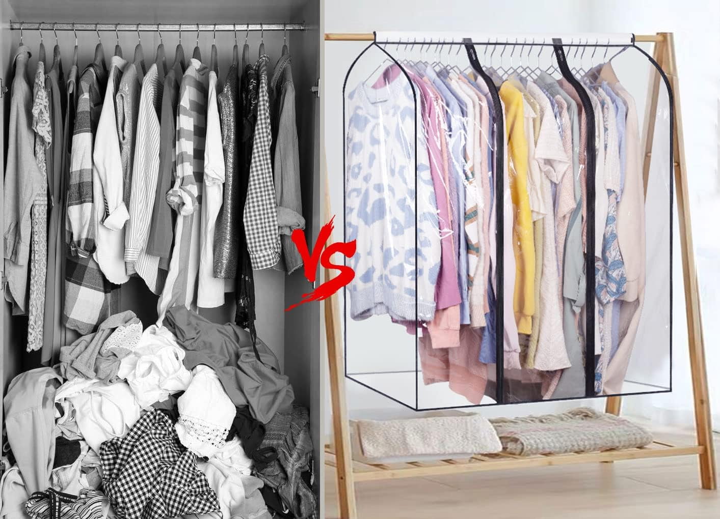 50'' Extra Large Clear Hanging Garment Bags for Closet Storage Bottom Enclosed Garment Rack Cover Sealed Wardrobe Clothes Protector for Coats, Suits, Dresses （Not Including Frame）