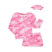 Wonder Nation Girls Top and Shorts Pajama Set with Eye Mask, 3-Piece, Sizes 4-18 & Plus