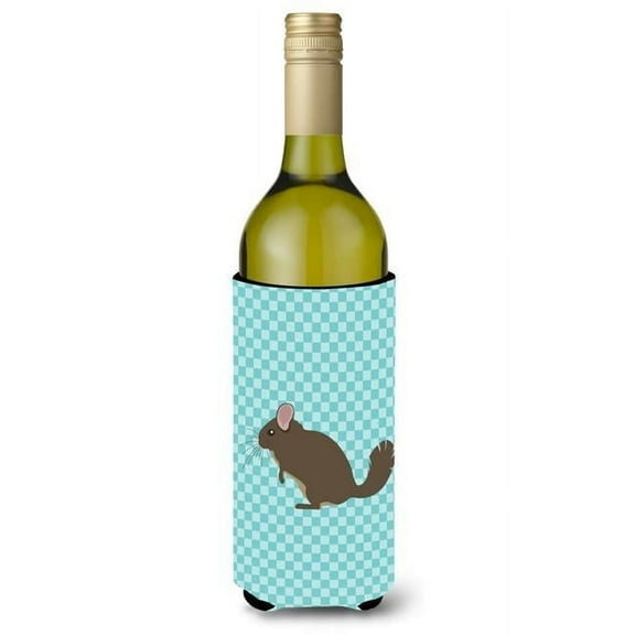 Chinchilla Blue Check Wine Bottle Beverge Insulator Hugger