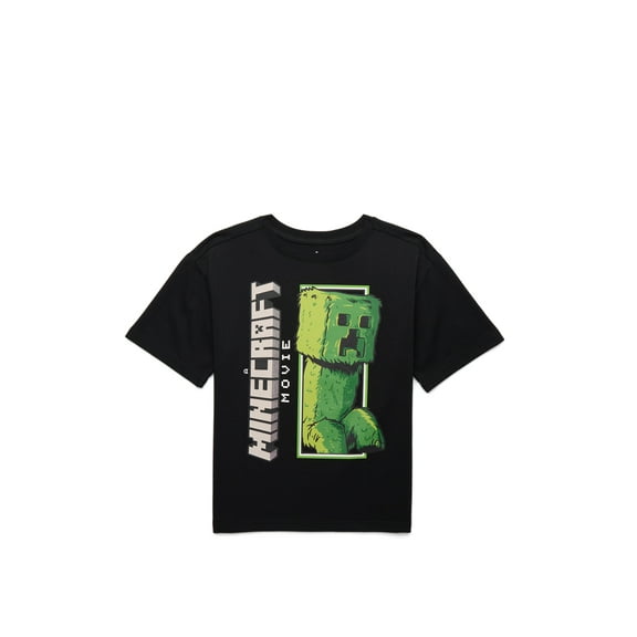 Minecraft Movie Boys Front Back Graphic Tee with Short Sleeves, Sizes 4-18