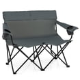 thumbnail image 1 of Costway 2-Person Outdoor Folding Loveseat with Cup Holders Armrests Carrying Bag, 1 of 10