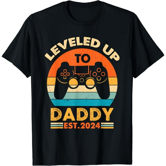 Funny Leveling Up to Daddy 2024 Vintage Promoted to Dad 2024 T-Shirt