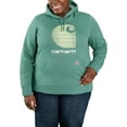 thumbnail image 2 of Carhartt Women's Rain Defender Relaxed Fit Midweight C Logo Graphic Sweatshirt, Slate Green Heather, XX-Large, 2 of 5