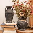 thumbnail image 6 of Rustic Black Vase - Farmhouse Ceramic Flower Vases, Vintage Home Decoration Vase, Clay Vase, Vase Centerpiece for Table, Vase for Living Room, Bathroom, Shelf Decor, 8.6 Inch, Black, 1 Pcs, 6 of 13