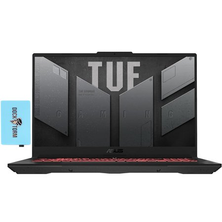 ASUS TUF Gaming A17 17.3" IPS 144Hz Full HD (1920x1080) Gaming Laptop (AMD Ryzen 7 7735HS up to 4.7 GHz, 16GB DDR5 4800MHz RAM, 2x1TB PCIe SSD RAID 1, GeForce RTX 4060, Win11H) w/Dockztorm Hub