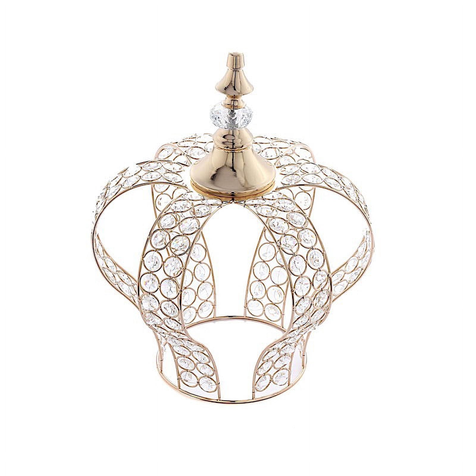 BalsaCircle 14" Gold Crystal Beaded Metal Crown Cake Topper Birthday Party Wedding Centerpieces Decorations