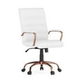 thumbnail image 1 of Mid-Back White Leather Executive Swivel Chair with Rose Gold Frame and Arms, 1 of 9