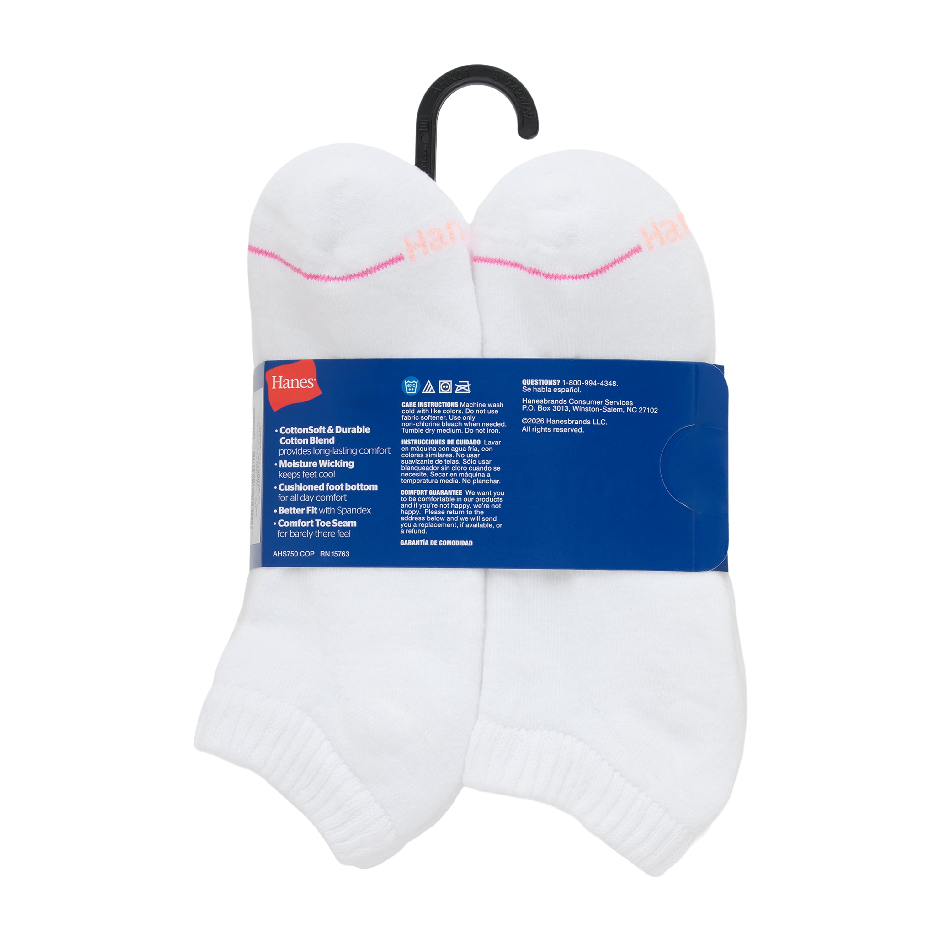 Hanes Womens CottonSoft No Show Socks, 10-Pack, Size 8-12