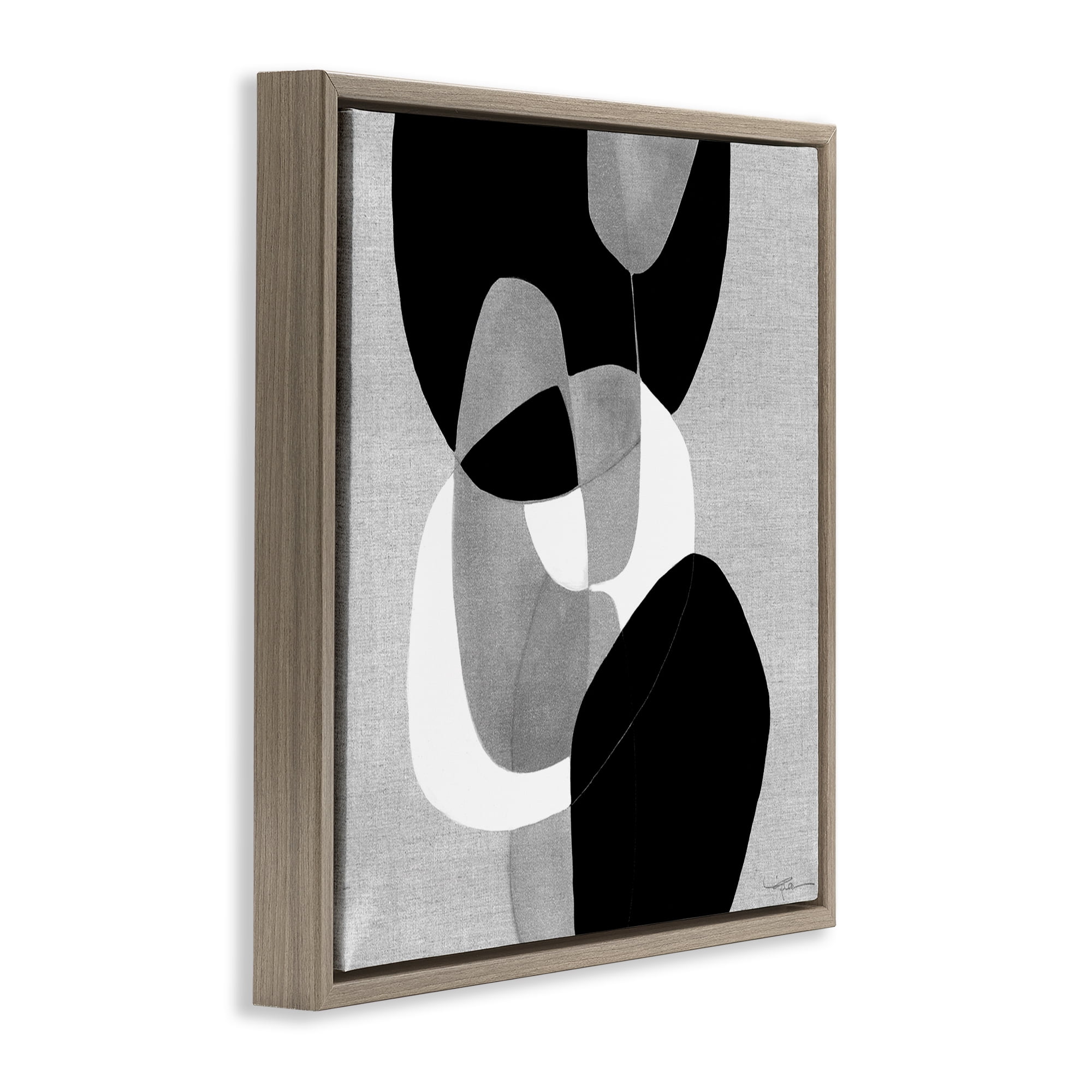 Stupell Industries Abstract Sharp Cutouts Abstract Painting Brown Floater Framed Canvas Art Print Wall Art, 25 x 25