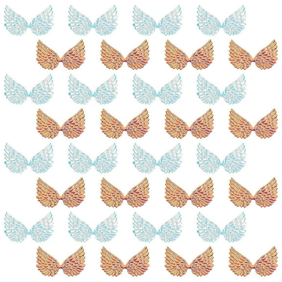 1Bag 40PCS 2.5 Inch Laser Angel Wings Fabric Embossed Patches Applique 2 Colors Mini Wings Crafts for DIY Craft Hair Accessories Decoration Clothing Ornament Supplies Shirts Jeans Craft Sewing