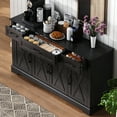 thumbnail image 4 of Euroco 55 Inch Farmhouse Buffet Cabinet, 4-Door Sideboard with Fluted Details & Adjustable Shelves, Storage Cabinet for Dining Room, Kitchen, Living Room, Entryway, Black, 4 of 26