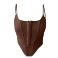thumbnail image 6 of Beach Vacation Clothes for Women Blank Women Bodysuit Band Christmas Tops for plus Size Leather Corset Top X Bra in Tops Crop Top Workout Shirts Cropped Blank Crop Big Girls Yoga Backless Brown M, 6 of 6