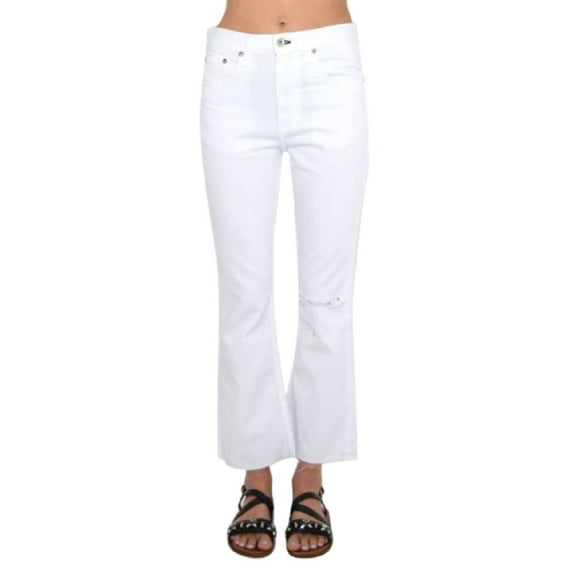 rag & bone White Crop Jeans With Holes 26